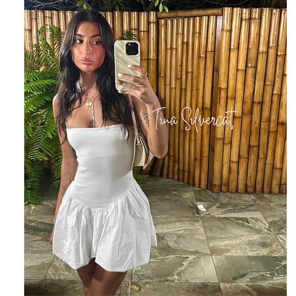 BLOGGER'S FAVE! Zara Mini Dress With Puff Skirt White NWT - Picture 8 of 16